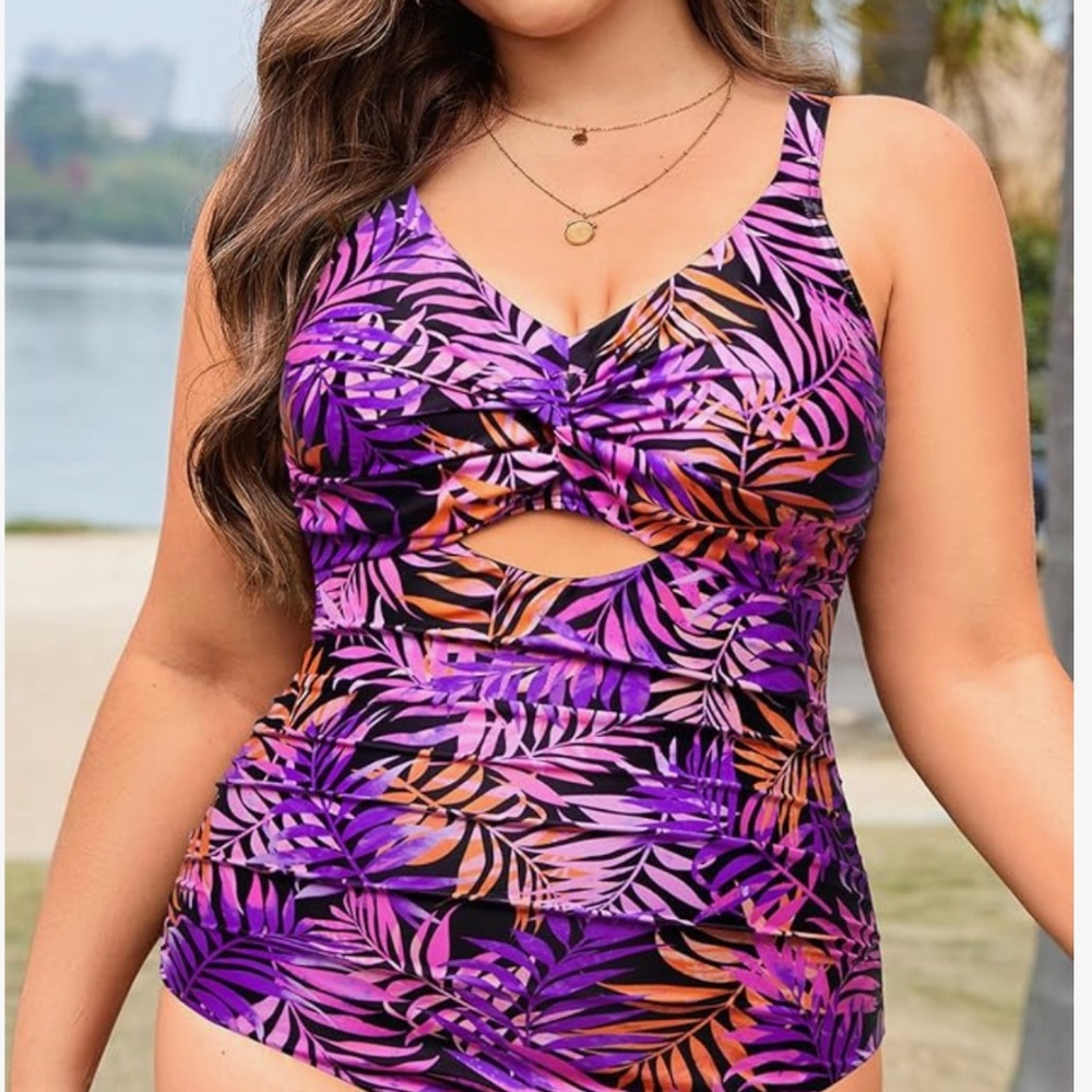 Tempt Me Plus Size One Piece Swimsuits - Women Cutout Bathing Suit Twist Front